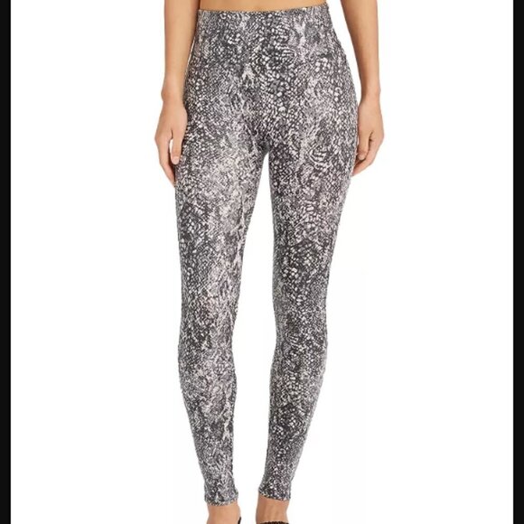 Spanx Faux Leather Snakeskin Print Leggings in Black & White sz XL - Picture 1 of 4